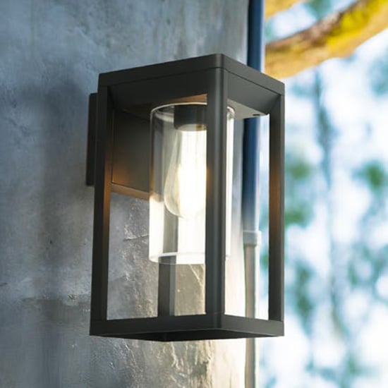Photo of Nash outdoor wall light in black with clear glass