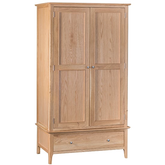 Read more about Nassau large wooden 2 doors wardrobe in natural oak