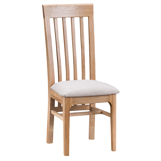 Nassau Natural Oak Dining Chair With Fabric Seat In Pair | Furniture in ...