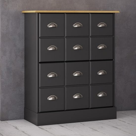 Product photograph of Nebula Wooden Shoe Storage Cabinet In Black And Pine from Furniture in Fashion