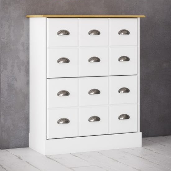 Product photograph of Nebula Wooden Shoe Storage Cabinet In White And Pine from Furniture in Fashion