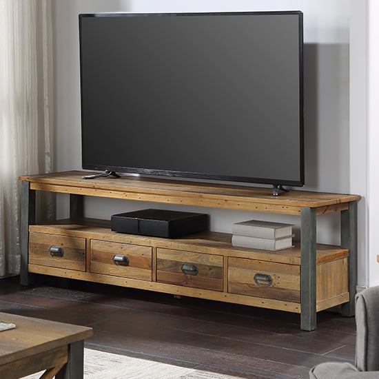 Read more about Nebura wooden tv stand in reclaimed wood with 4 drawers