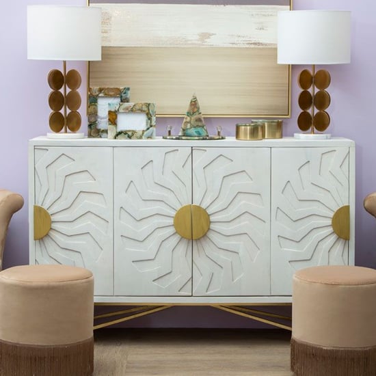 Photo of Nekkar wooden sideboard in whitewash and antique brass