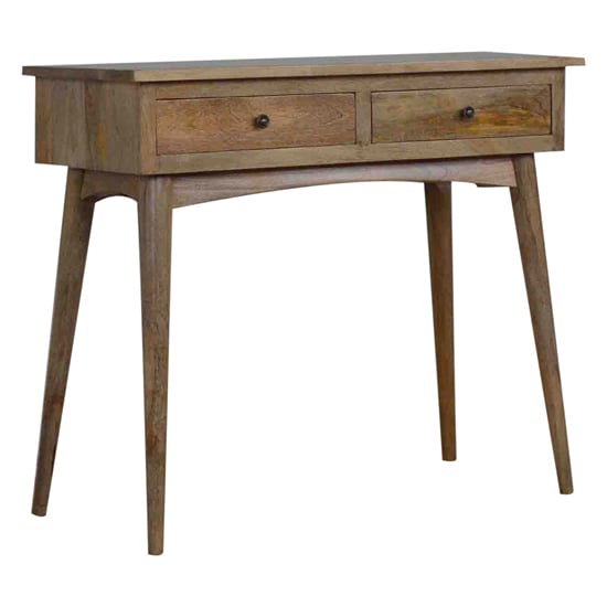 Read more about Neligh wooden console table in natural oak ish with 2 drawers