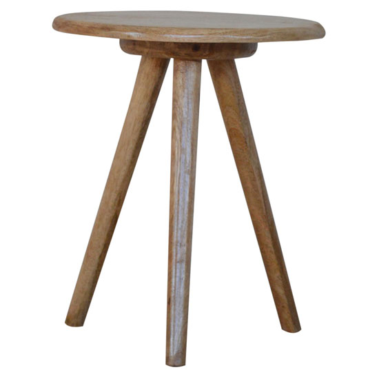 Photo of Neligh wooden round tripod stool in natural oak ish