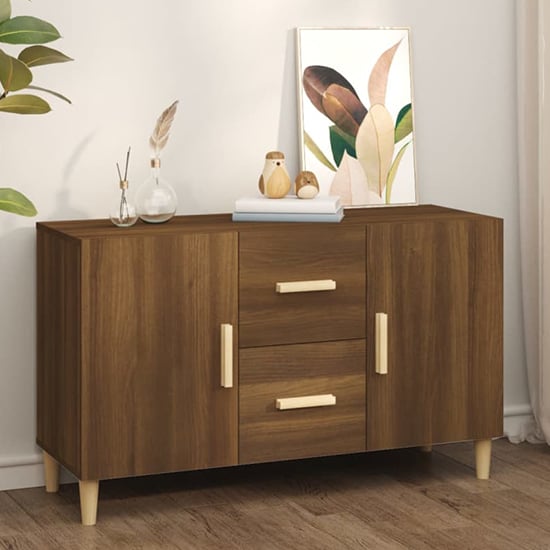 Read more about Neola wooden sideboard with 2 doors 2 drawers in brown oak