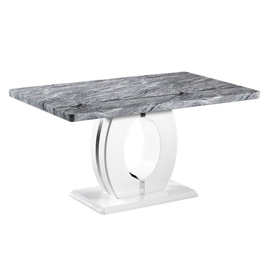 Product photograph of Naiva Marble Effect Gloss Medium Dining Table With White Base from Furniture in Fashion