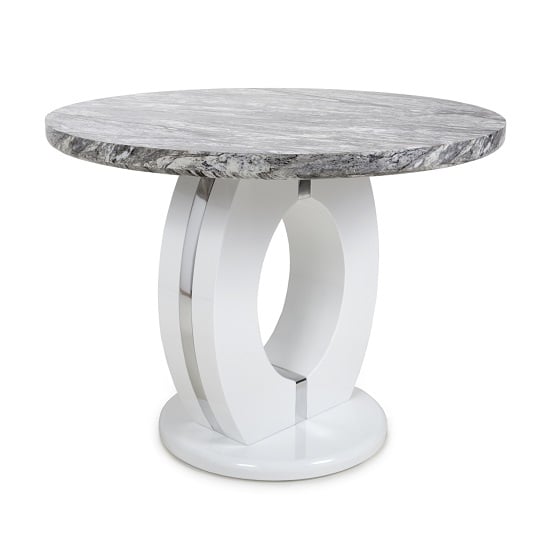 Product photograph of Naiva Marble Gloss Effect Round Dining Table With White Base from Furniture in Fashion