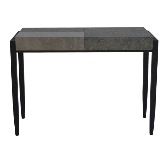 Read more about Nevis console table in light and dark concrete with metal legs