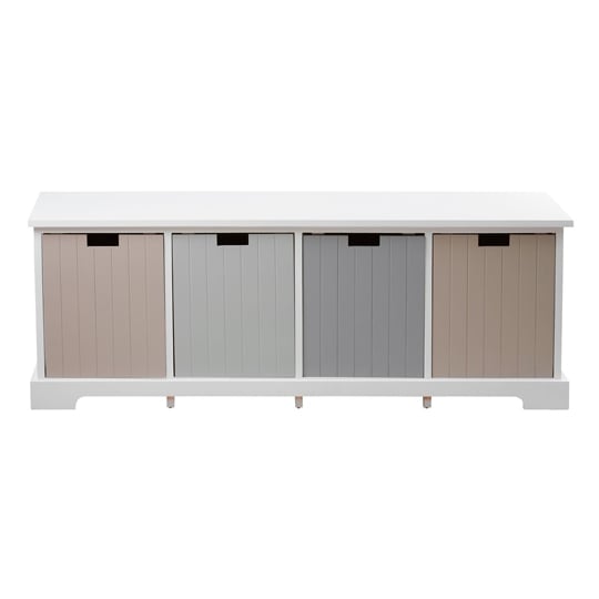 Product photograph of Kornephoros Wooden Hallway Bench With 4 Drawers In White from Furniture in Fashion