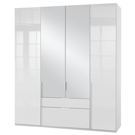 Read more about New xork 4 doors mirrored wardrobe in high gloss white