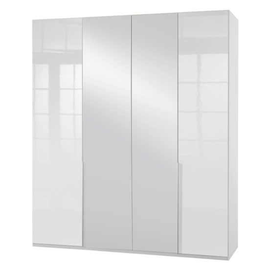 Read more about New xork mirrored wardrobe in high gloss white 4 doors