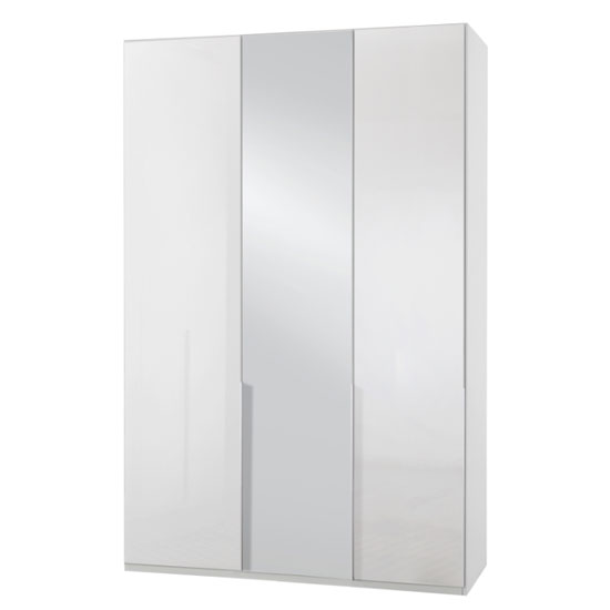 Read more about New xork tall mirrored wardrobe in high gloss white 3 doors