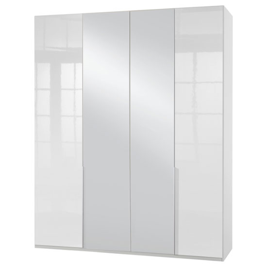 Read more about New xork tall mirrored wardrobe in high gloss white 4 doors