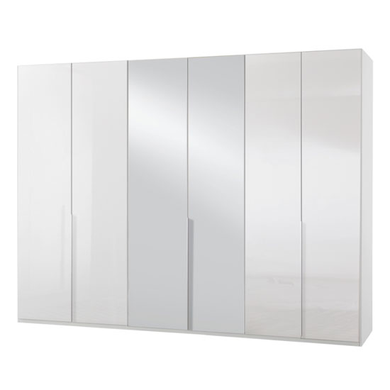 Read more about New xork tall mirrored wardrobe in high gloss white 6 doors