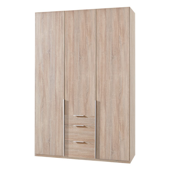 Read more about New york tall wooden 3 doors wardrobe in oak