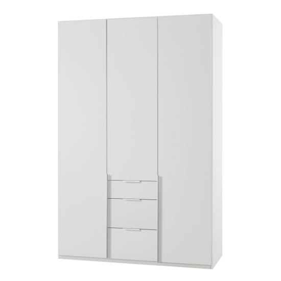 Read more about New york tall wooden 3 doors wardrobe in white