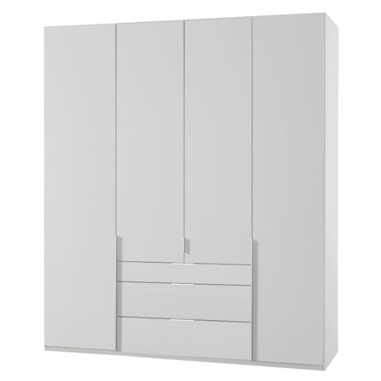 Read more about New york tall wooden 4 doors wardrobe in white