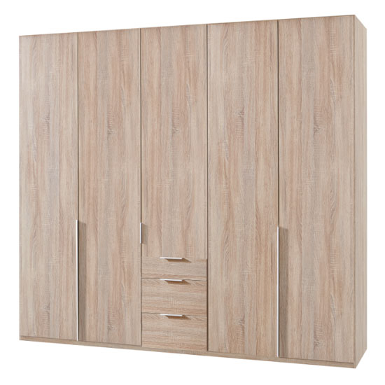 Read more about New york tall wooden 5 doors wardrobe in oak