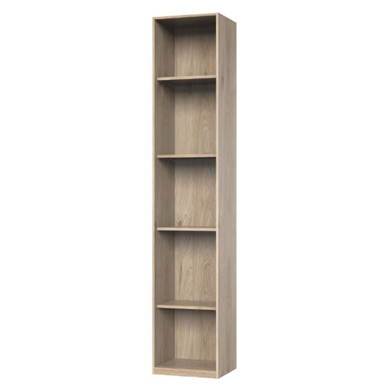Product photograph of New York Tall Wooden Shelving Unit In Hickory Oak from Furniture in Fashion