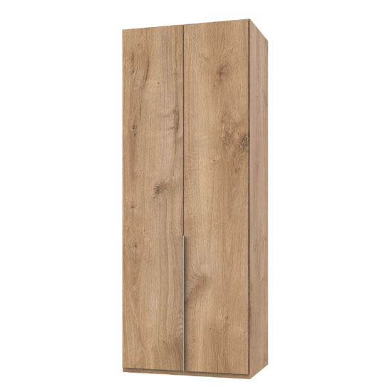 Read more about New york tall wooden wardrobe in planked oak 2 doors
