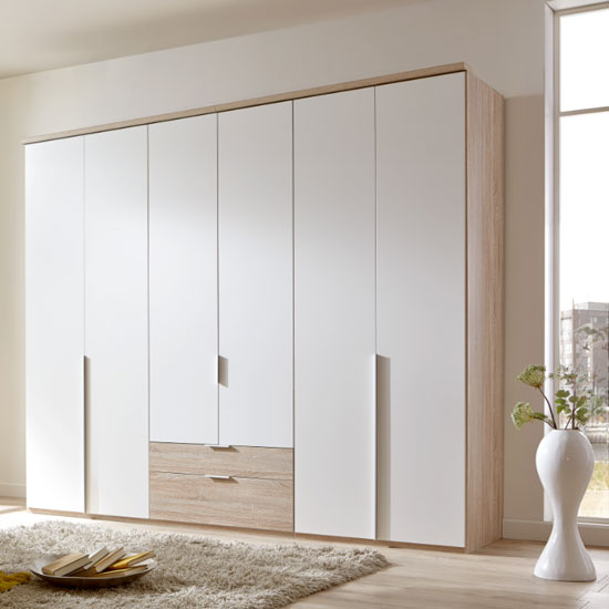 Read more about New york wooden 6 doors wardrobe in white and oak