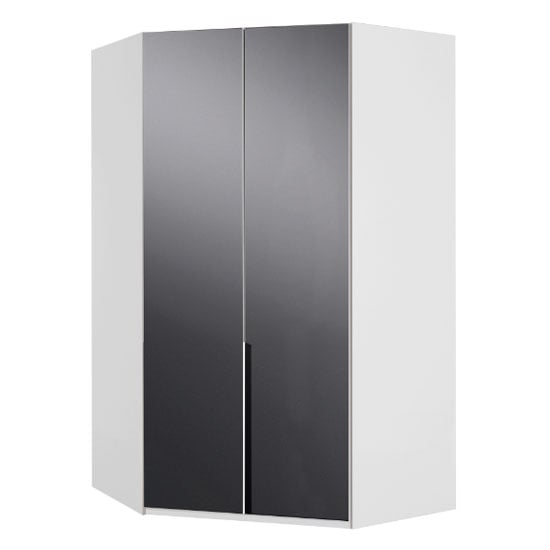 Read more about New zork tall wooden corner wardrobe in gloss grey and white