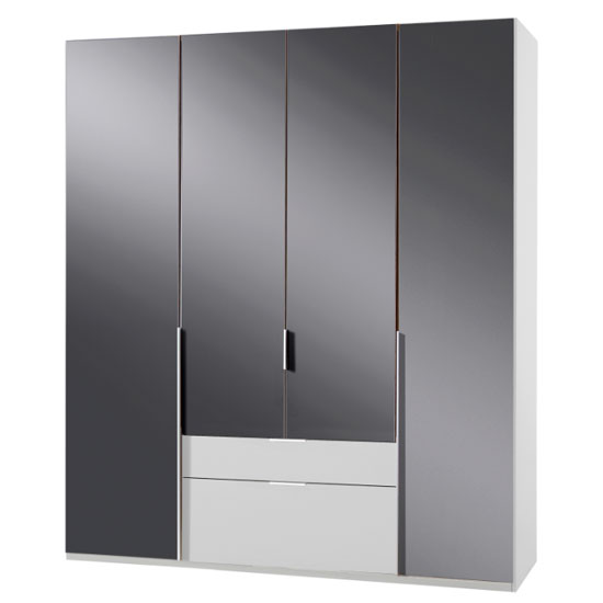Read more about New zork wooden 4 doors wardrobe in gloss grey and white