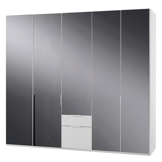 Read more about New zork wooden 5 doors wardrobe in gloss grey and white