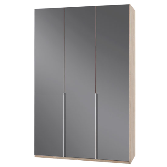 Read more about New zork wooden wardrobe in gloss grey and oak 3 doors