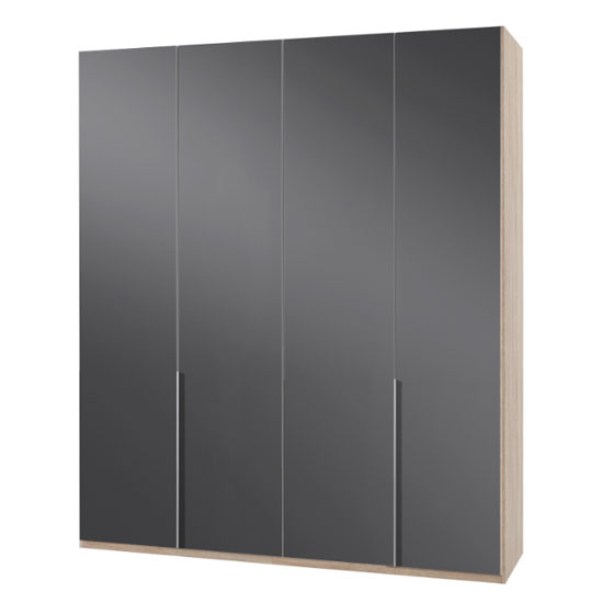 Read more about New zork wooden wardrobe in gloss grey and oak 4 doors