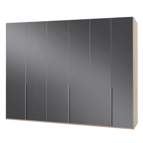 Read more about New zork wooden wardrobe in gloss grey and oak 6 doors