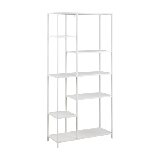 Product photograph of Newberry Metal 6 Shelves Bookcase In Matt White from Furniture in Fashion