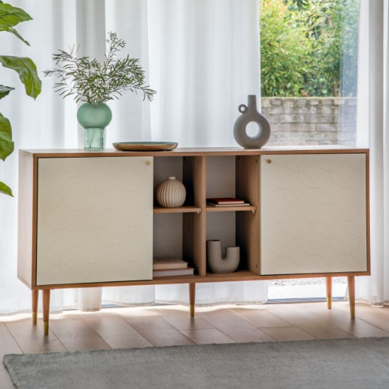 Photo of Newberry wooden sideboard with 2 doors in white and oak