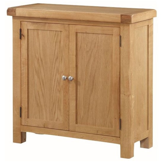 Newbridge Wide Storage Unit In Solid Wood Light Oak With 2 Doors ...