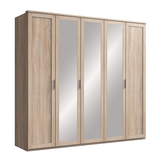 Newport Mirrored Wooden Wardrobe In Oak With 3 Mirrors | Furniture in ...