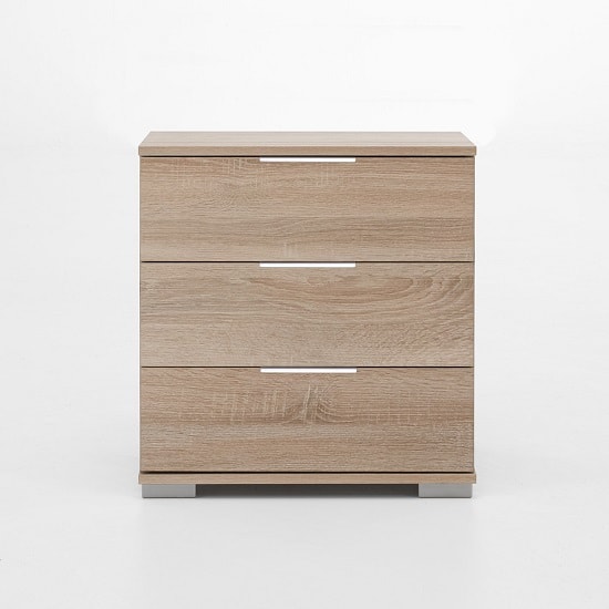 Read more about Newport wooden bedside cabinet in oak effect with 3 drawers