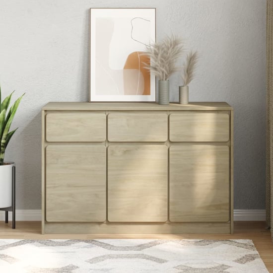 Product photograph of Newport Wooden Sideboard With 3 Doors 3 Drawers In Oak from Furniture in Fashion