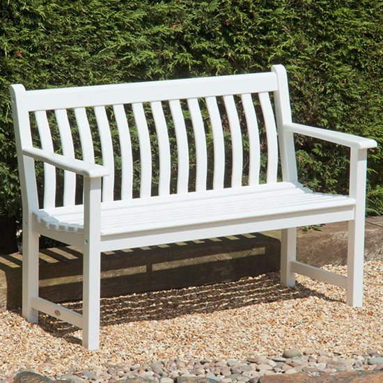 Photo of Newry outdoor broadfield 4ft wooden seating bench in white