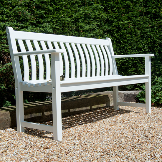Read more about Newry outdoor broadfield 5ft wooden seating bench in white