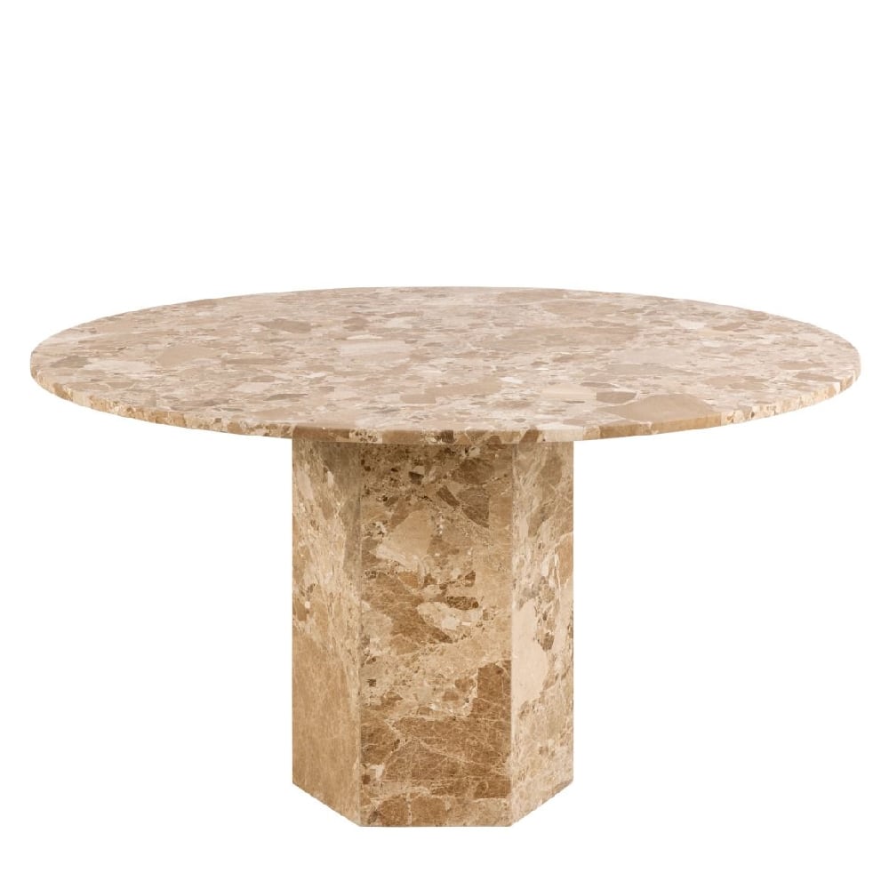 Product photograph of Newry Marble Stone Round Dining Table In Brown from Furniture in Fashion