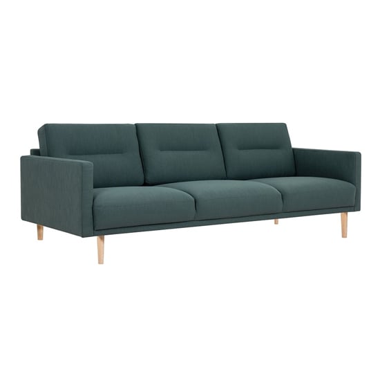 Read more about Nexa fabric 3 seater sofa in dark green with oak legs