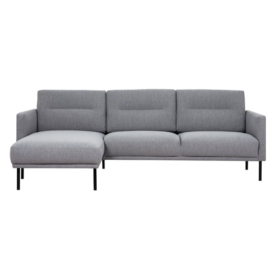 Product photograph of Nexa Fabric Left Handed Corner Sofa In Soul Grey With Black Legs from Furniture in Fashion