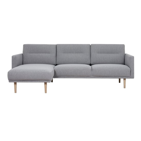 Product photograph of Nexa Fabric Left Handed Corner Sofa In Soul Grey With Oak Legs from Furniture in Fashion