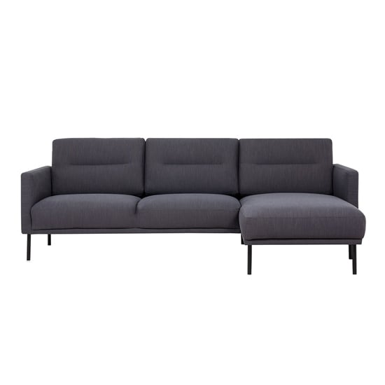 View Nexa fabric right handed corner sofa in anthracite and black leg