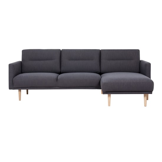 Product photograph of Nexa Fabric Right Handed Corner Sofa In Anthracite With Oak Legs from Furniture in Fashion