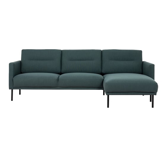 Read more about Nexa fabric right handed corner sofa in dark green and black leg