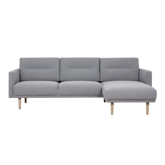 Product photograph of Nexa Fabric Right Handed Corner Sofa In Soul Grey With Oak Legs from Furniture in Fashion