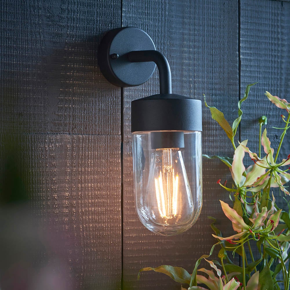 Read more about Niceville clear glass outdoor wall light in matt black