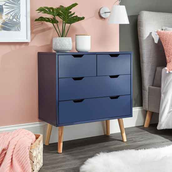 Photo of Norwich wooden chest of 4 drawers in nightshadow blue